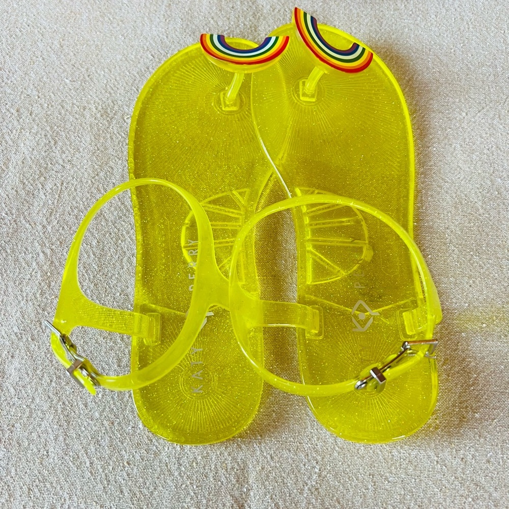 Katy Perry Collections Yellow Jelly Toe-Ring Sandal with Rainbow Detail - Picture 8 of 11